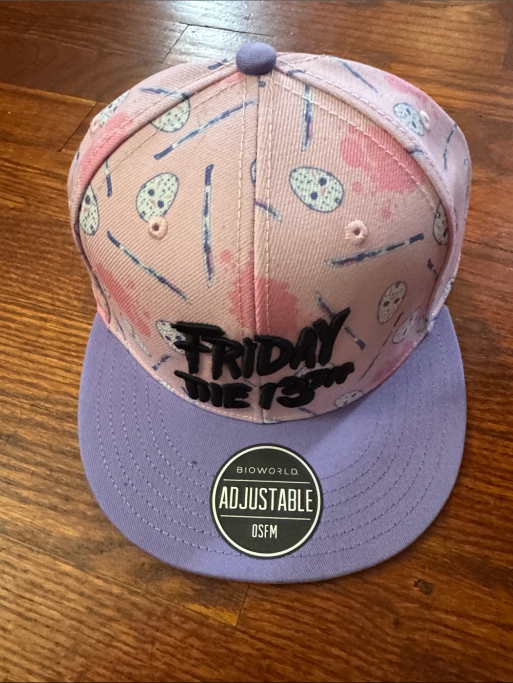 Bioworld Pink & Lavender pastel 'Friday the 13th' Snapback Hat Jason Voorhees